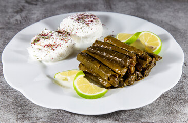 Traditional Turkish Dolma with Yogurt