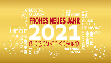 gute wünsche und  ein frohes neues jahr 2021 - bleiben sie gesund - postkarte