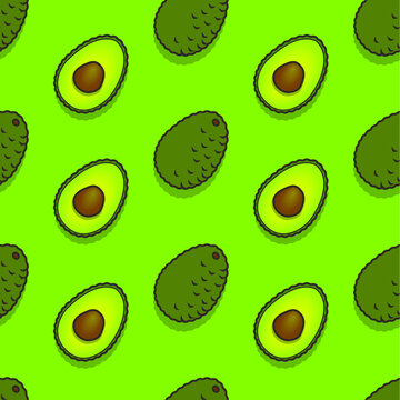 Seamless Avocado Background Pattern Illustration Design Semi Flat with Subtle Gradient