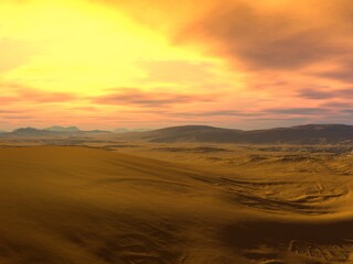 Obraz premium A beautiful and inspirational desert mountain landscape at sunset