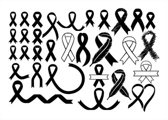 assorted awareness ribbon tie vector graphic design set template