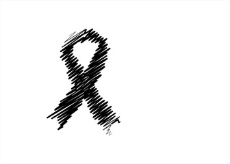 awareness ribbon symbol shape in scribble style vector graphic design template