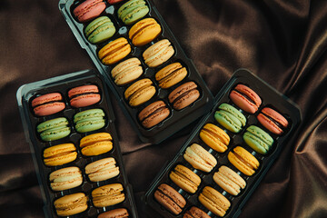 boxes with macarons in different colors