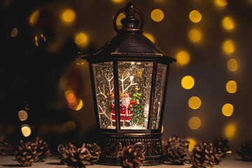 Christmas fairy lanterns with snowfall effect and with figures inside