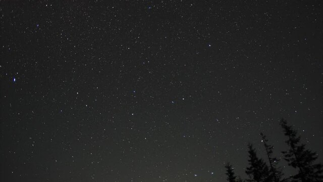 Timelapse starry sky and starfall in the carpathian mountains. High quality 4k footage