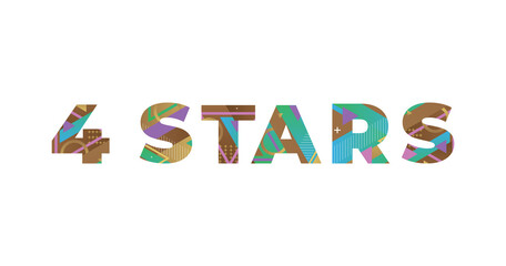 4 Stars Concept Retro Colorful Word Art Illustration