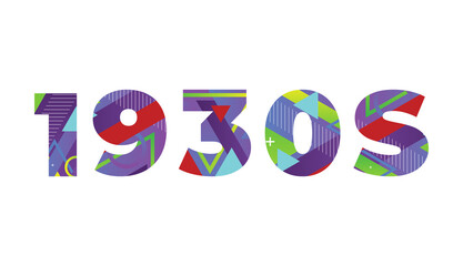1930s Concept Retro Colorful Word Art Illustration