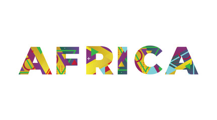 Africa Concept Retro Colorful Word Art Illustration
