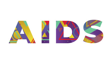 Aids Concept Retro Colorful Word Art Illustration