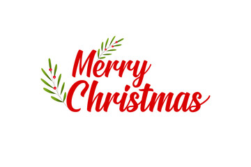 Merry christmas red hand lettering inscription to winter holiday design, calligraphy vector illustration. Merry Christmas and Happy New Year. Calligraphy lettering badge design for winter Xmas.