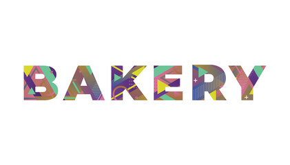 Bakery Concept Retro Colorful Word Art Illustration
