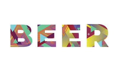 Beer Concept Retro Colorful Word Art Illustration