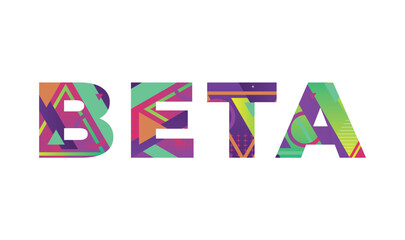 Beta Concept Retro Colorful Word Art Illustration