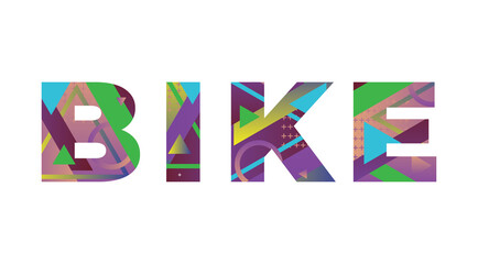 Bike Concept Retro Colorful Word Art Illustration