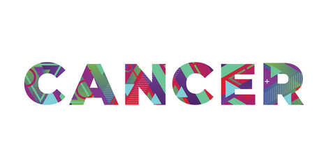 Cancer Concept Retro Colorful Word Art Illustration