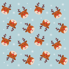 Cute cartoon pattern with christmas deer