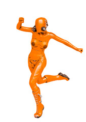 cyber soldier female running side view