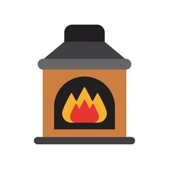 Christmas fireplace icon in flat design style. Vector illustration.