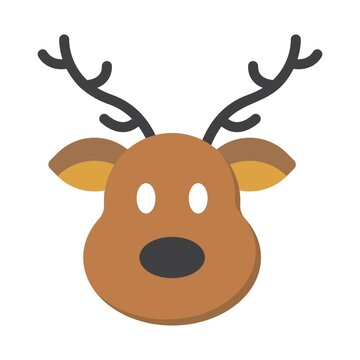 Reindeer head symbol icon for Christmas, New Year concept. Flat vector illustration.