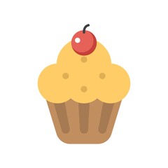 Christmas cupcake with mistletoe icon. Vector illustration.