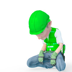 builder cartoon is praying before work