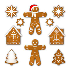 Gingerbread cookies. Collection of Christmas traditional biscuits