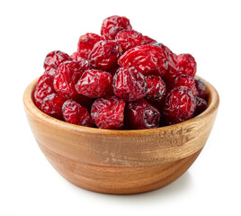 dried cranberries in wooden bowl