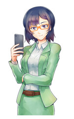 Clip art_10/30/2018 : スマホを持つ女性