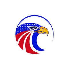 Head eagle with flag illustration vector