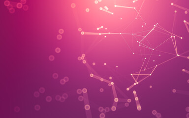Abstract background. Molecules technology with polygonal shapes, connecting dots and lines. Connection structure. Big data visualization.