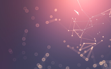 Abstract background. Molecules technology with polygonal shapes, connecting dots and lines. Connection structure. Big data visualization.