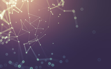 Fototapeta premium Abstract background. Molecules technology with polygonal shapes, connecting dots and lines. Connection structure. Big data visualization.