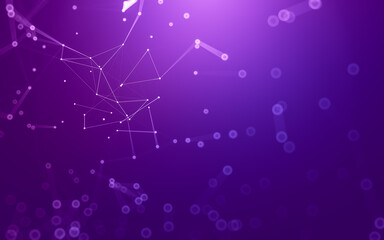 Abstract background. Molecules technology with polygonal shapes, connecting dots and lines. Connection structure. Big data visualization.