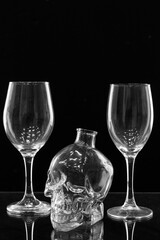 wine glass on black background