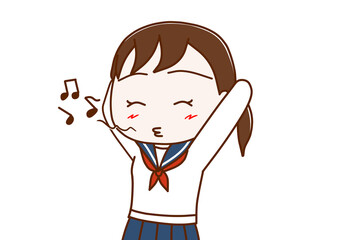 嬉しくなり口笛をふく女子学生