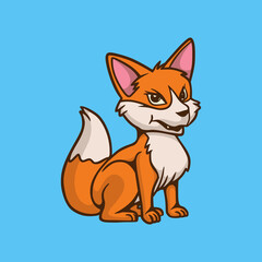 cartoon animal design sitting fox cute mascot logo
