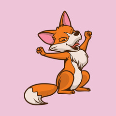 cartoon animal design lazy fox cute mascot logo