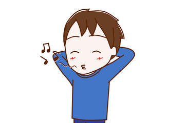 嬉しくなり口笛をふく少年