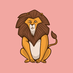 cartoon animal design a sitting lion cute mascot logo