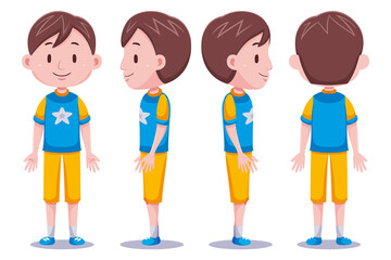 Fototapeta premium Cute boys character in different poses