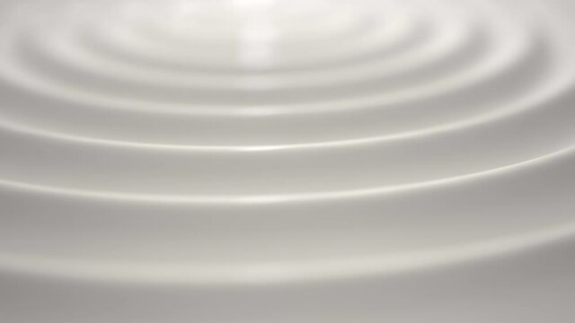 3d rendering of milk ripple, milk waves, white milk circle waves. White abstract pattern of liquid ripples. Milk or cream or sauce with reflections. Extremely shallow depth of fields. Seamless loop.