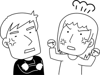 Monochrome Husband and wife quarrel