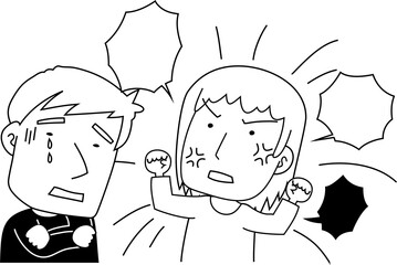 Monochrome Husband and wife quarrel