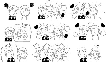 Monochrome Husband and wife quarrel