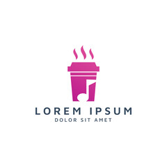 coffee and music negative space logo design
