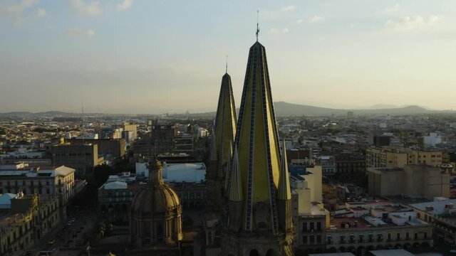 Aerial Orbit Around Famous Guadalajara Cathedral (Catedral) in Historic District
