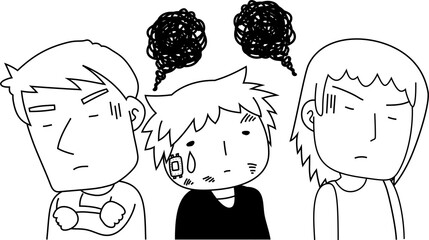 Monochrome angry couple who abuses children