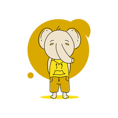 Cute cartoon baby animal elephant with uniform design