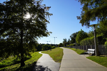 Concrete trail Houston Texas Buffalo Bayou Park Landscape Photo Image