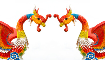 Chinese swan statue isolated on white background